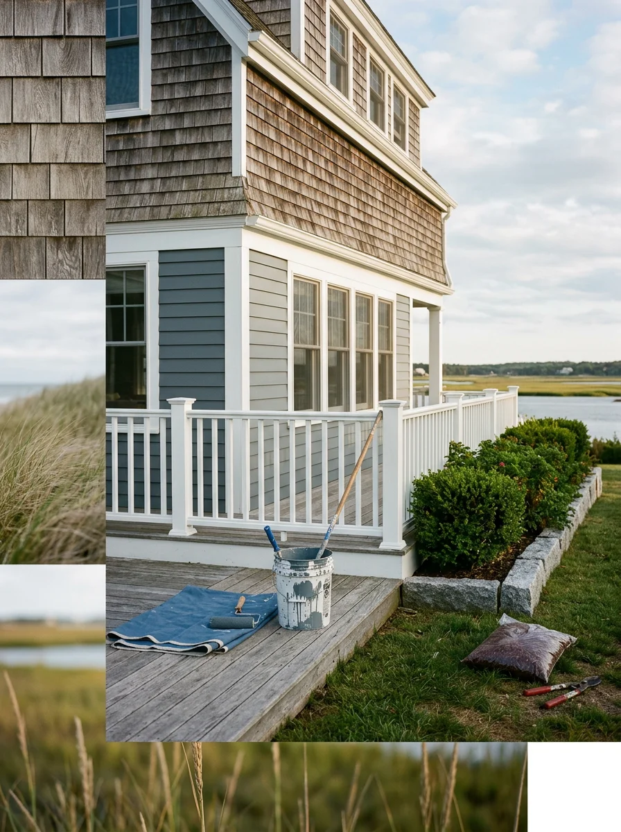 Exterior painting and landscaping work on a home near the Westport River